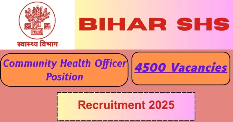 Bihar SHS Recruitment 2025: Apply for 4500 Online Vacancies Community Health Officer