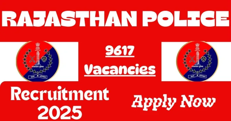 Rajasthan Police Constable for 9617 Vacancies  