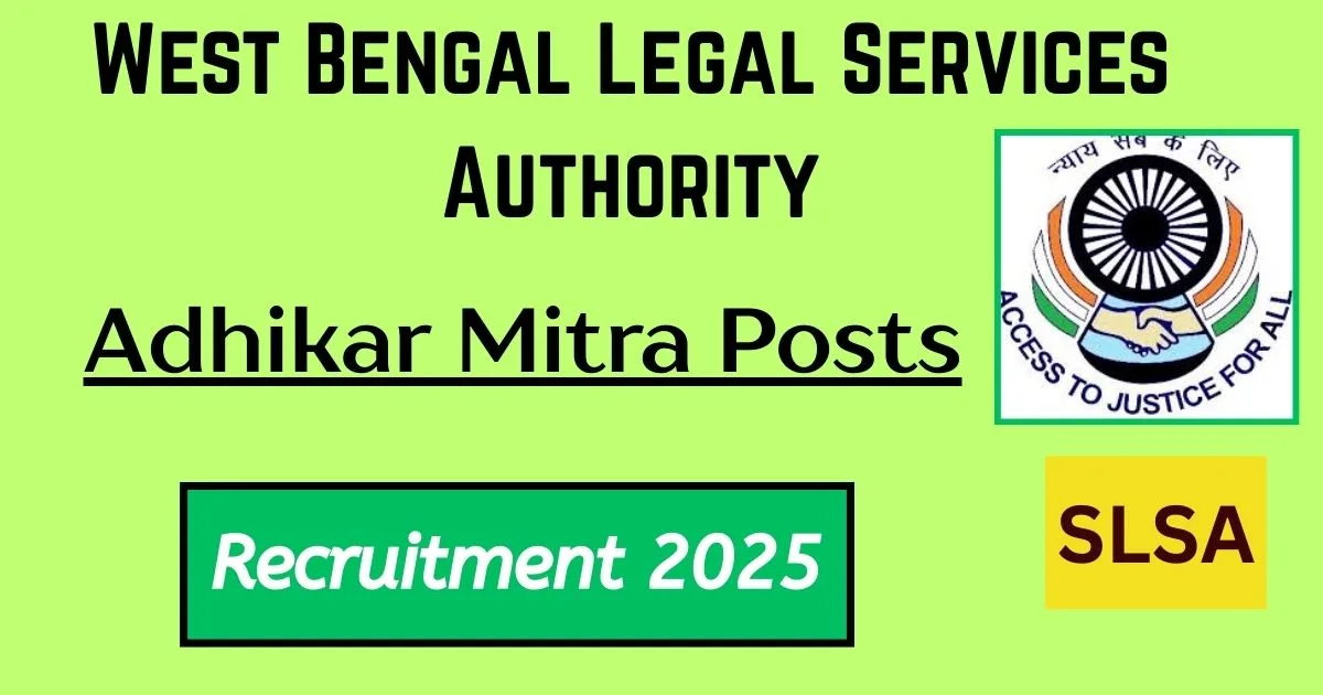 West Bengal SLSA Offline Recruitment Notification 2025  for Adhikar Mitra Posts
