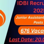 Industrial Development Bank of India Online Recruitment 2025 For 676 Junior Assistant Manager Posts - Apply Now