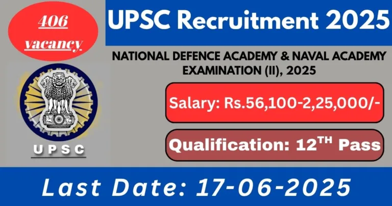 UPSC Online Recruitment Notification 2025 For 406 National Defence Academy - II Post - Apply Now