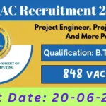 Bangalore C-DAC Online Recruitment 2025 For Project Engineer, Project Manager And More Posts For 848 Vacancy - Apply Now