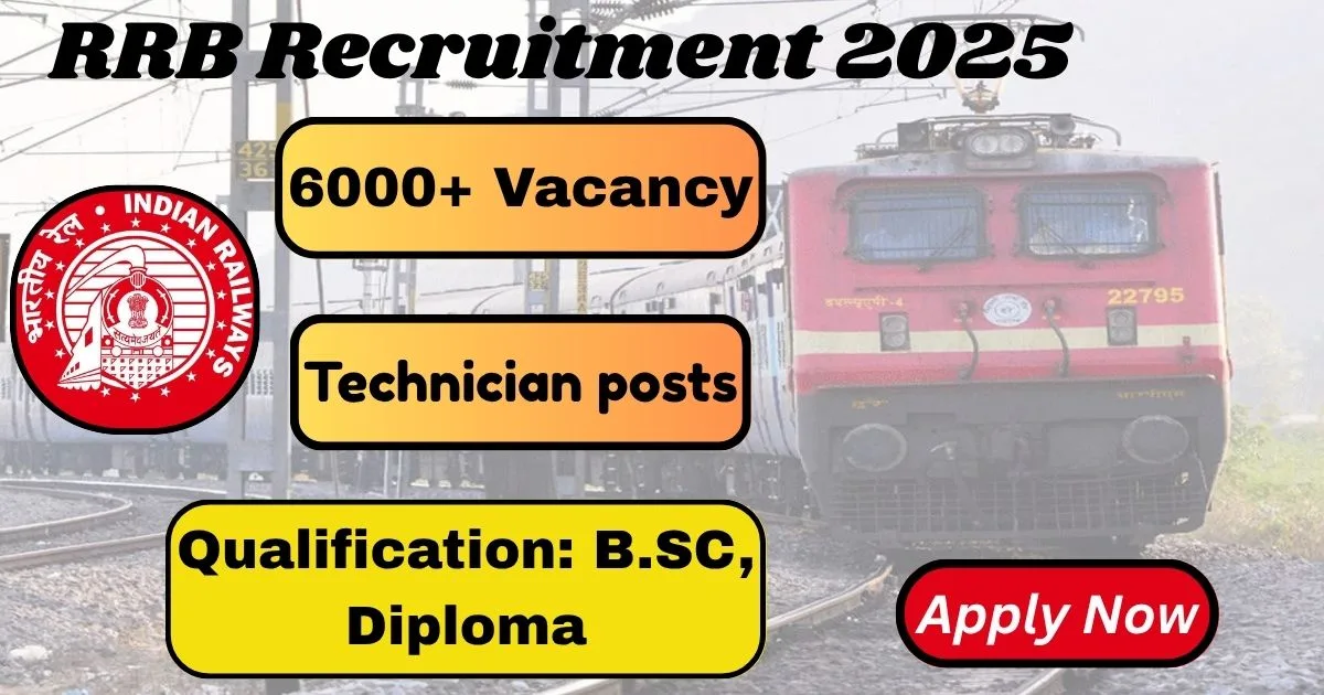 RRB Online Recruitment 2025 For 6180 Technician posts - Check It Now