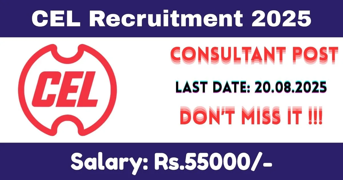 CEL Offline Recruitment 2025 For Consultant Post - Apply Now