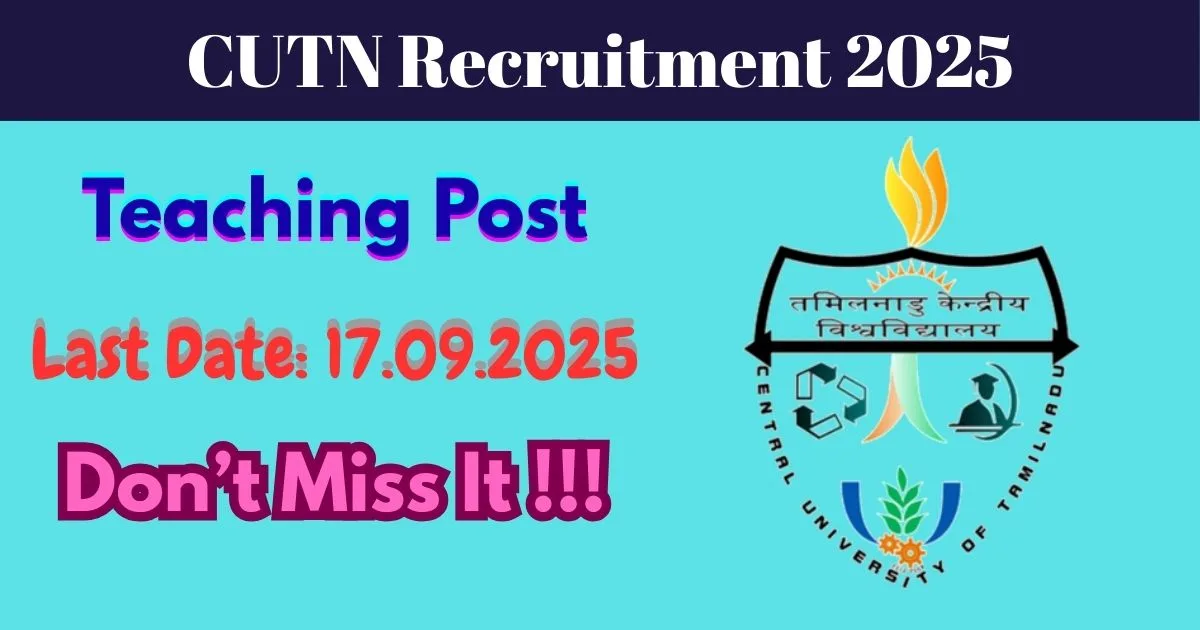 Tamil Nadu Jobs 2025 For Teaching Post - Apply Online For 19 Post