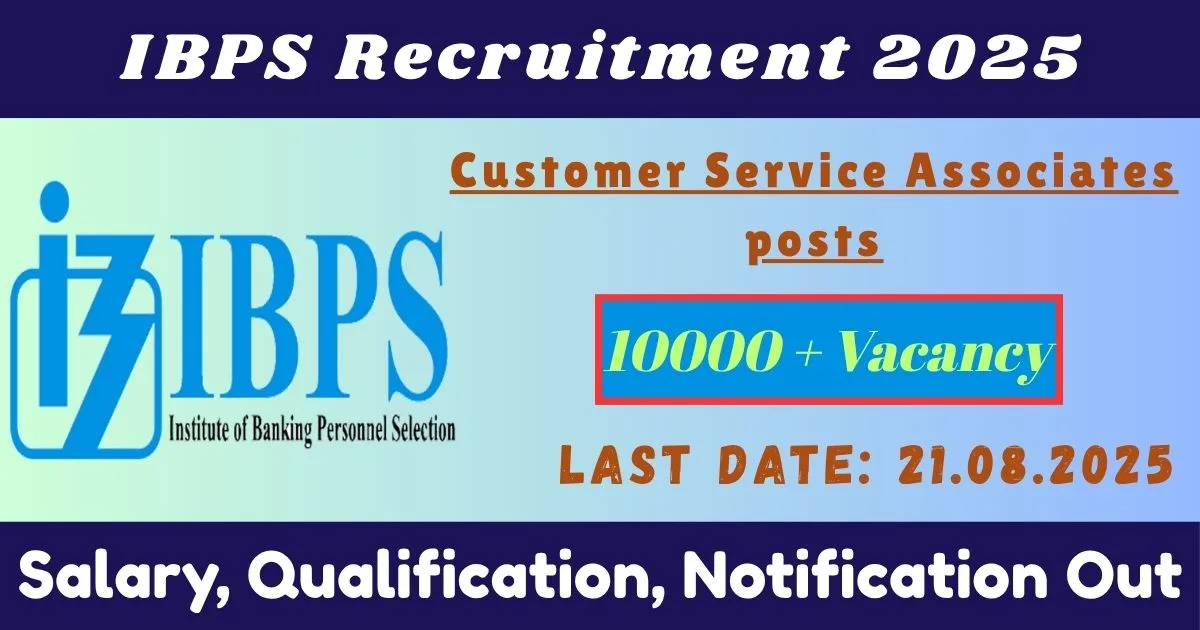 IBPS CSA Online Recruitment 2025 For 10277 Customer Service Associates posts - Big Opportunity