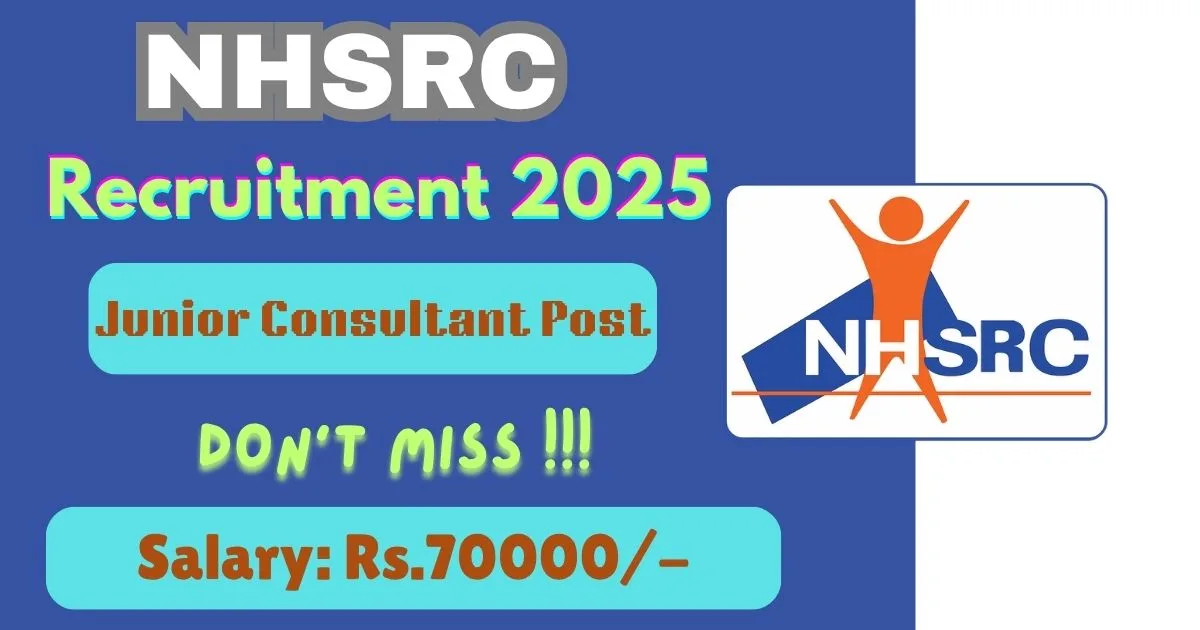 NHSRC Online Recruitment 2025 For Junior Consultant Post - Notification Out