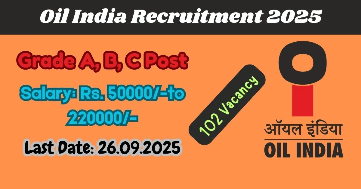 Oil India Online Recruitment 2025 For 102 Senior Officer & Hindi Officer & And More Post - Notification Released